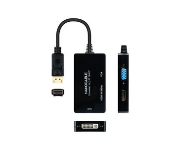 CONVERSOR DISPLAYPORT A HDMI/DVI/VGA 20CM NEGRO NANOCABLE