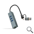 CONVERSOR USB-C+USB-A/M 3.0 A ETHERNET+ 3xUSB-A 3.0 15 CM GRIS NANOCABLE