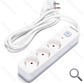 REGLETA PROTECTORA SERIE L 3 TOMAS CON INTERRUPTOR 1.5 M BLANCA AIGOSTAR