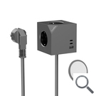 BASE DE 3 ENCHUFES 2xUSB-C PD + USB-A (CABLE AC INTEGRADO) GRIS COOLBOX